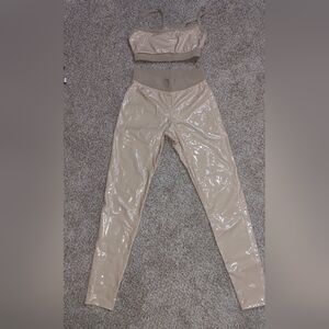 HEROINE SPORT Faux Leather Top And Leggings Size S